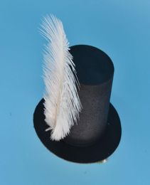 Hair Accessories Women Girls Black Mini Top Hat Clip Wedding Party Carnival Feather Base DIY Craft9763075