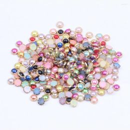 Nail Art Decorations Embellishments Metal Rhinestone Beads 100pcs Handcraft Half Round Diy Beauty Glitter Decoration For Head Clip