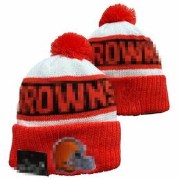 Men Knitted Cuffed Pom Cleveland Beanies CHI Bobble Hats Sport Knit Hat Striped Sideline Wool Warm BasEball Beanies Cap For Women a21