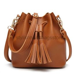 Shoulder Bags Pu Leather Bucket Bags Fringe Tassel Bag Small shape Handbagstylishhandbagsstore