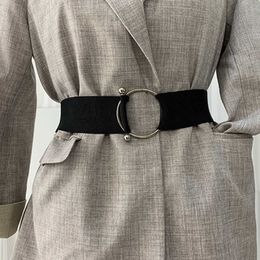 Belts Belts for Women Black Simple Waist Elastic Ladies Band Round Buckle Decoration Coat Sweater Fashion Dress Belt Z0404