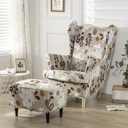 Chair Covers Floral Wing Slipcover Stretch Spandex King Back Armchair Non Slip Relax Sofa Slipcovers With Seat Cushion