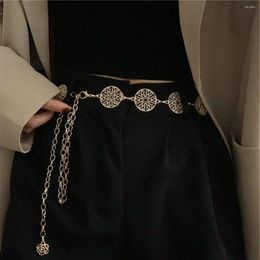 Belts Punk Metal Hollow Round Faceplate Waist Chain Female Fashion Joker Body