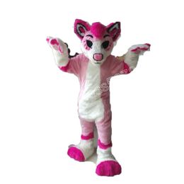 Hot Sale Pink Husky Dog Mascot Costumes Cartoon Character Outfit Suit Carnival Adults Size Halloween Christmas Party Carnival Dress suits