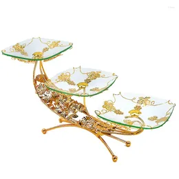 Plates Fruit Plate Living Room Home Elegant Light Luxury Creative Coffee Table Exquisite Swing Golden Glass