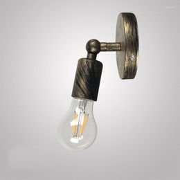Wall Lamp Retro Wrought Iron Adjustable Light Creative Industrial Wind E27 Single Head Antique Lights For Bedside Aisle Coffee