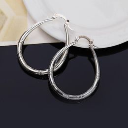 Hoop Earrings Fashion S925 Sterling Silver 40mm U Oval For Women Luxury Charm Birthday Party Gifts Jewellery Wholesale