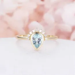 Cluster Rings Fashion Pear Cut Ring Gorgeous Women Wedding Size6-10 Engageme Girl Party Gift