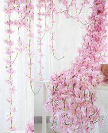 70quot 18M Artificial Cherry Blossom Hanging Vine Silk Flowers Garland Fake Plants Leaf For Home Wedding Decor 100pcslot Dec4897600