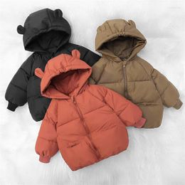 Jackets Baby Warm Jacket Winter Toddler Thickened Outerwear Boys Girls Solid Hooded Coats Children Windproof Overcoat Snowsuit 2-6Y