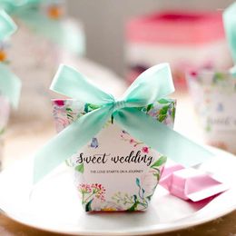 Gift Wrap 100pcs European Sweet Wedding Favours Green / Pink Candy Boxes Party Box Chocolate Paper Package