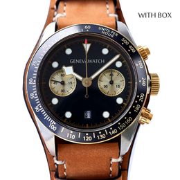 41mm Mens Designer Watches Chronograph Function 7750 Mechanical Automatic Movement Watch Men Deep Waterproof Sapphire Glass Luminous Leather Strap Wristwatch