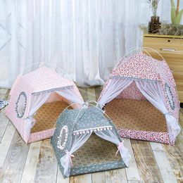 Cat Beds Cute Pet Bed For Cats Puppy Dog House Cozy Kennel Nest Summer Tent Mat Small Medium Chihuahua Accessorie