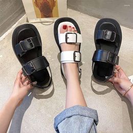 Sandals Women's 2023 Summer Fashion Platform Heel Buckle Women Shoes Open Toe Casual Flat White Sandalias De Las MujeresSandals