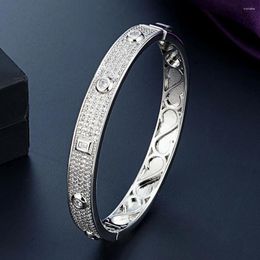 Bangle Zlxgirl Gold And Rhodium Silver Zircon Crystal Wedding Of Women Bridal Jewellery Colourful Zirconia Bracelet Gifts