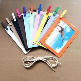 Frames 10 Piece Creative Hanging Color Paper Po Frame With Twine Clip Diy Combination Wall Cardstock Set