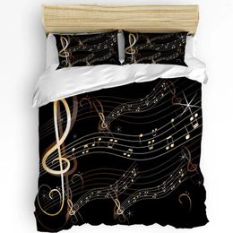 Bedding Sets Music Notes Black Set 3pcs Boys Girls Duvet Cover Pillowcase Kids Adult Quilt Double Bed Home Textile