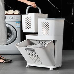 Hooks Universal Wheel Design Laundry Basket Ins Style Clothes Storage Hollow-out Household Classification