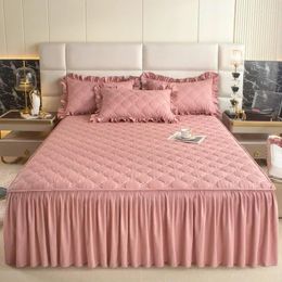 Bed Skirt Higher Quality Skin-friendly Brushed Single Piece Laminated Cotton Cover And Double Ruffle