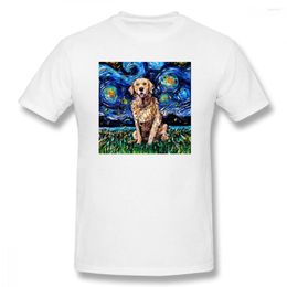 Men's T Shirts Golden Retriever Night Basic Short Sleeve T-Shirt Dog PAPA Shirt Eur/USA Size