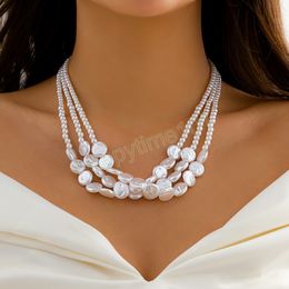Layered Pearl Beads Choker Necklace for Women Trendy Elegant Beaded Chain Necklace Fashion Jewelry on Neck Accessories Gift