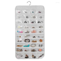 Jewelry Pouches 72/80 Pocket Hanging PVC Storage Organizer Holder Earring Bag Pouch Display Transparent