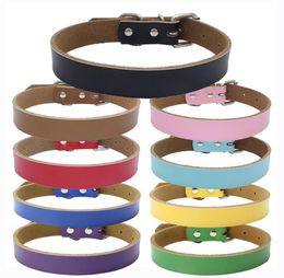 Personalization Plain Leather solid color dog collars Puppy dog cat Collar Small Medium Large Extra Large3575161