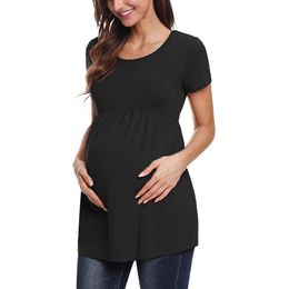Dresses Womens Tops Short Sleeve Striped Tunic Casual Pregnancy T-shirt Maternity Clothes Comfy Flattering Summer Blouses 230404 31