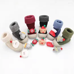 First Walkers Winter Thick Warm Baby Socks Shoes Christmas Series Children's Toddler Gift Cartoon Non-slip