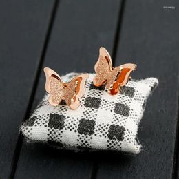 Stud Earrings Stainless Steel Cute Butterfly Rose Gold Colour Fashion Party Ear Jewellery Gift For Women Kinds
