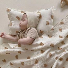 Blankets Cartoon Animals Print Muslin Baby Bedding Born Infant Swaddle Wraps Cotton Yarn Sleeping Blanket Bath Towel Summer