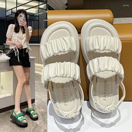 Sandals Women's 2023 Summer Korean Version Round Head Thick Bottom Sponge Cake Set Mouth Beach Roman