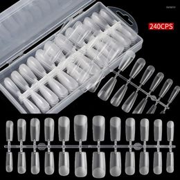 False Nails 240PCS Almond Matte Fake Nail Tips Full Cover Coffin 12 Sizes Acrylic Stiletto Art