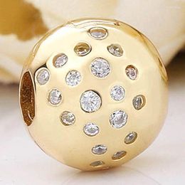 Loose Gemstones Original Gold Color Shine Scattered Sparkle Stopper Clip Beads Fit 925 Sterling Silver Charm Bracelet Bangle Diy Jewelry