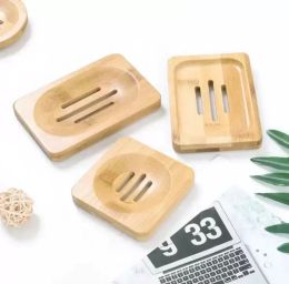 Quality Wooden Soap Dish Natural Bamboo Soap Dishes Holder Rack Plate Tray Multi Style Round Square Soap Container Wholesale