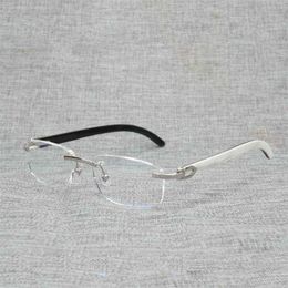 2023 Designer Glasses New Vintage Wooden Square Bright Men Natural Buffalo Horn Oversize Rimless Glasses Frame For Women Reading Optical Oval Oculos