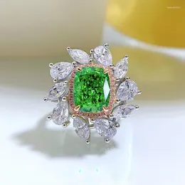 Cluster Rings 2023 925 Silver Mint Green Ring 8 10 Radiant Flower Cut Hao Inlaid Luxury Personality Factory Direct Sales