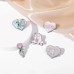 Brooches Pink Heart Enamel Pins Rose Custom Feminism Girl Power Love Brooch Badges For Bag Hat Backpack Boy Accessories Jewellery