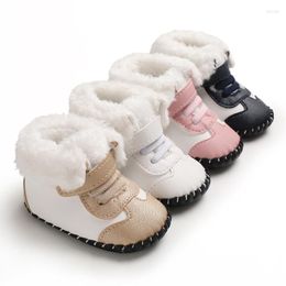 First Walkers 2023 Winter Warm Kids Baby Shoes For Boy Girl Toddler Boots PU Leather Waterproof Non-slip Plush Infant Snow