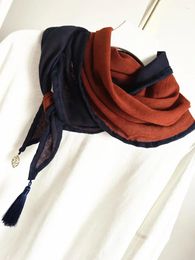 Scarves Scarf Women Luxury Autumn Winter Cotton Linen Silk Shawl Wraps Warm Fringe Triangle Head Hijab Tassel Muffler