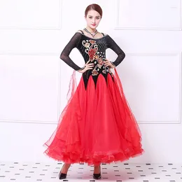 Stage Wear Ballroom Competition Dance Dresses Lady High Quality Custom Made Dress Women's Red Standard Dancing