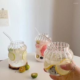 Wine Glasses Transparant Glass Cup Creative Wave Shape Cold Coffee Juice Milk Tea Drinkware Dining Bar Whisky Striped Water