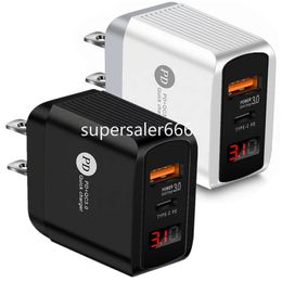 LED 20W PD Type c charger QC3.0 EU US Travel USB C Wall Chargers Plug For Iphone 15 11 12 13 14 Samsung S20 Note 20 htc S1