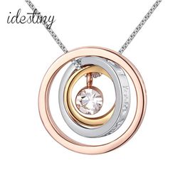 Pendant Necklaces 11.11 Sale Fashion Concentric Circles Necklace Made With Austria Crystal Christmas Jewlery Gift 3 Colours Plating