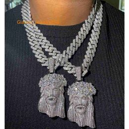 Anpassade Sier smycken förbi diamanttestaren isad ut hiphop moissanit Jesus män halsband hänge