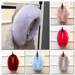 Scarves Fashion Women' Winter Warm Faux Fur Scarfs Solid Neck Ring Thicken Female Chic Shawl Wraps Collar For Coat Jackets