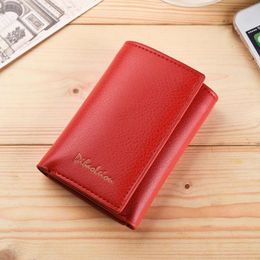 Wallets Wallet Women Short Letter Solid Color Mini Coin Purses Female Three Fold Simplicity Card Holder Leather Money Bag