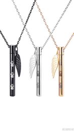 Pendant Necklaces Stainless Steel Cylinder Cremation Urn Necklace For Ashes Memorial Keepsake With Sealing Rubber Ring Jy12 21 Dro8882073