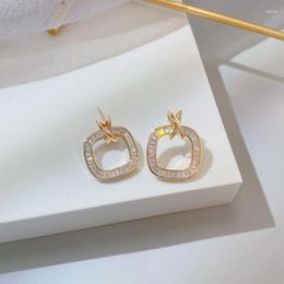 Stud Earrings Korean Fashion Design Sense High Quality Light Luxury Geometric Cross Bow Zircon Banquet Gift Women Jewelry