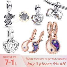 925 silver Fit Pandora Original charms DIY Pendant women Bracelets beads 14K Rose Gold Splittable Yin amp Yang Sparkling Baby Pacifier Pink Scooter Dangle